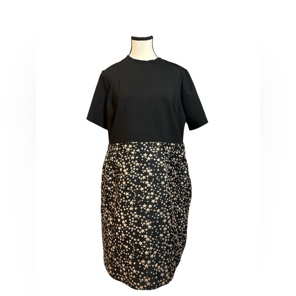 Modcloth Black and Gold Starry A-Line Dress - Picture 4 of 7